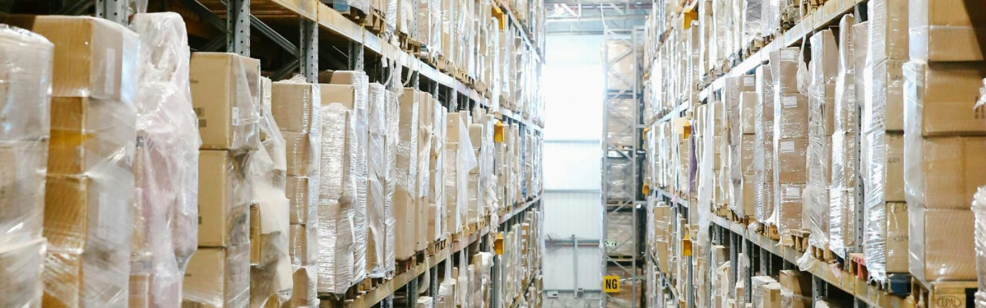 Boxes on Shelves inside a Warehouse